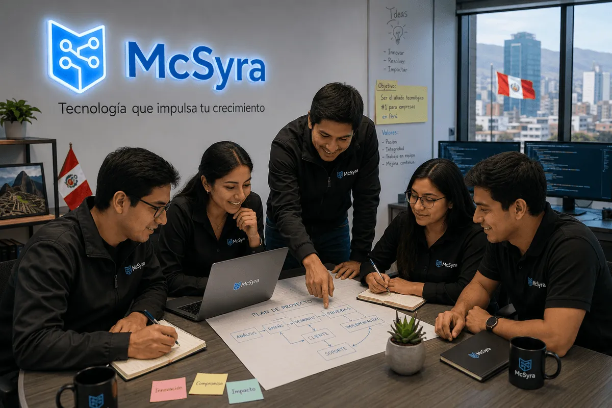 Equipo McSyra coordinando proyectos tecnológicos